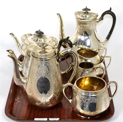 Lot 171 - A four piece Elkington electroplated tea and coffee service; another Victorian electroplated...