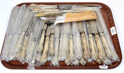 Lot 204 - A set of eighteen Victorian silver Victoria pattern table knives, Thomas Sansom, Sheffield...