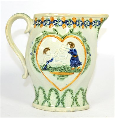 Lot 287 - A Prattware ";Love"; jug