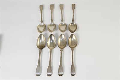 Lot 305 - A set of eight George III silver dessert spoons, James Beebe, London 1811, 8.2ozt