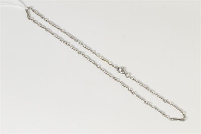 Lot 321 - A 9 carat white gold twisted bar link chain necklace, length 45cm