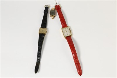 Lot 336 - A Gubelin Jubile lady's wristwatch, red leather strap; an Omega ladies wristwatch, leather...