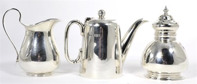 Lot 342 - A George V silver baluster form sugar sifter, London, 1915, 12.5cm height; together with a George V