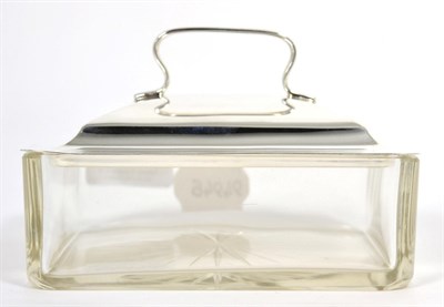 Lot 343 - An Edwardian VIII silver lidded and glass Sardine dish, by Mappin & Webb, Sheffield, 1936,...