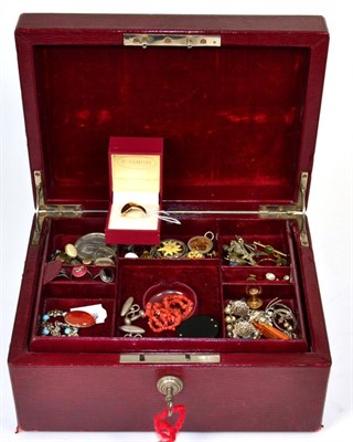 Lot 350 - A 15 carat gold ring; and a quantity of costume jewellery contained in a jewellery box