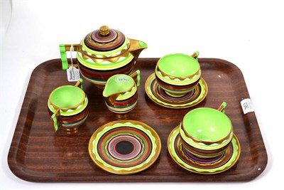 Lot 363 - A Carlton ware moderne tea for two, comprising teapot and cover, two cups and saucers, milk...