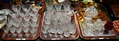 Lot 366 - A large assortment of table glasswares with other decorative glass items (three trays)