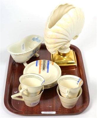 Lot 367 - A Solian ware Soho Pottery Art Deco set of four coffee cups and saucers, together with a Crown...