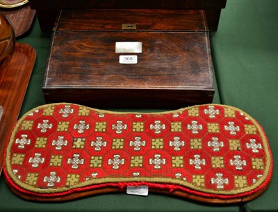 Lot 368 - A 19th century rosewood table desk; a Victorian beadwork centrepiece / sideboard stand