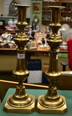 Lot 369 - A pair of Victorian brass candlesticks