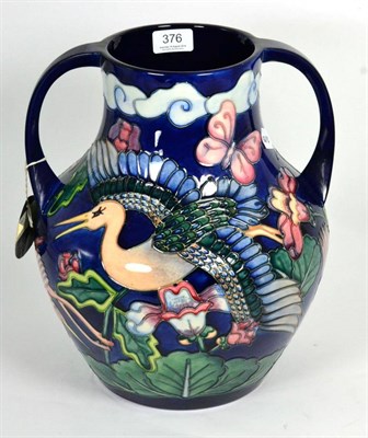 Lot 376 - A modern Moorcroft 'Kyoto' pattern twin handled vase, 1994