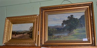 Lot 1010 - J Clifton Jones RCA (19th century) River landscape, signed, oil on board, together with a...