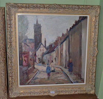 Lot 1015 - Ronald Ossory Dunlop (1894-1973) Irish, Street scene with figures, signed, oil on canvas, 61.5cm by