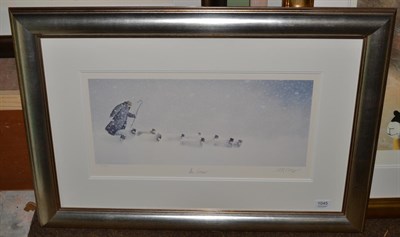 Lot 1045 - Mackenzie Thorpe (b.1956) ";In Snow";, signed, inscribed and numbered 14/200, a colour reproduction