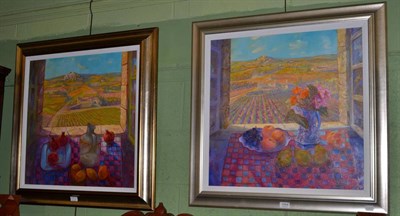 Lot 1054 - Martin Dutton (Contemporary - ), ";Provence Still Life Looking Towards Bonnieux";, signed, inscrbed