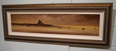 Lot 1068 - John Bird (Contemporary) Holy Island, signed, oil on panel, framed