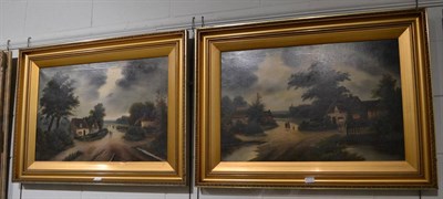 Lot 1072 - R Keen (b.1900) a pair of village landscape scenes, signed, oil on canvas