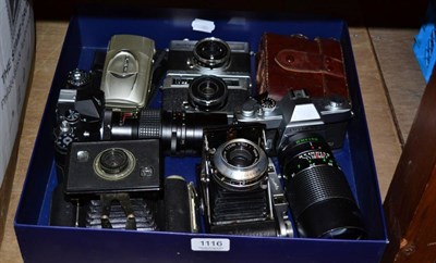 Lot 1116 - Olympus STL and Balda Rangefinder camera, Mamiya 135 and others