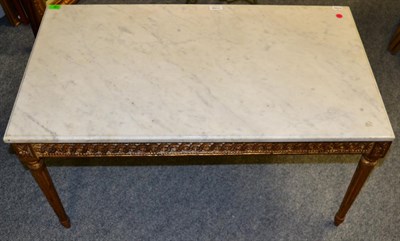 Lot 1156 - A French gilt coffee table with white marble top