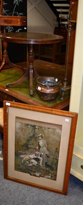 Lot 1167 - A 19th century brass smokers stand, copper jardiniere and a print (3)