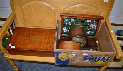 Lot 1188 - Miscellaneous items including trench art, an oak canteen box, two clocks etc