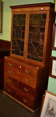 Lot 1193 - A late George III mahogany and boxwood straight front chest, circa 1800, with four long...