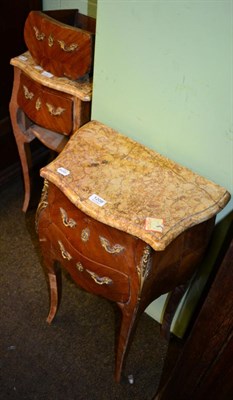 Lot 1208 - A pair of French gilt metal mounted, marble topped, two drawer sidetables