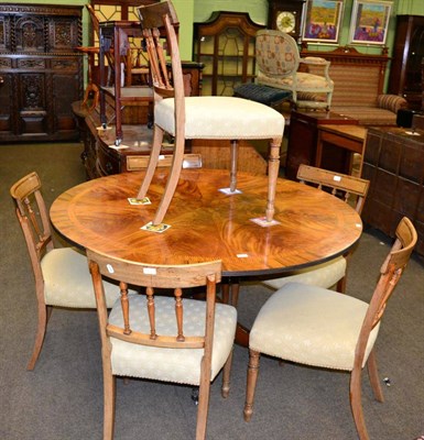 Lot 1218 - A set of six 19th century dining chairs (a.f.) together with a reproduction inlaid mahogany...