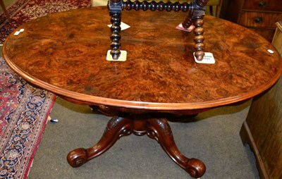 Lot 1228 - A Victorian oval shaped walnut veneered tripod loo table