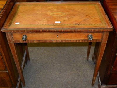 Lot 1231 - A George III sample wood side table fitted with frieze drawer