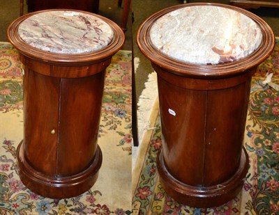 Lot 1237 - A pair of Victorian cylindrical bedside cabinets/pot cupboards