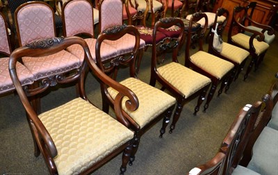 Lot 1246 - Six mahogany William IV dining chairs including two carvers (4+2)