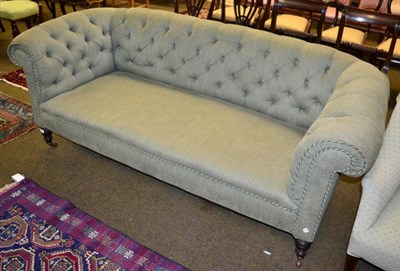 Lot 1251 - A light green Victorian Chesterfield sofa