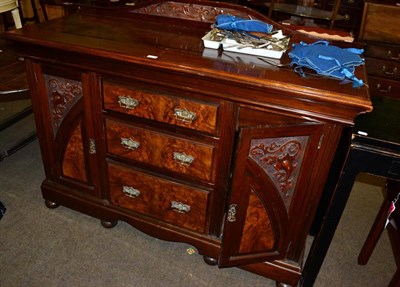 Lot 1273 - A late Victorian mahogany and walnut veneered sideboard