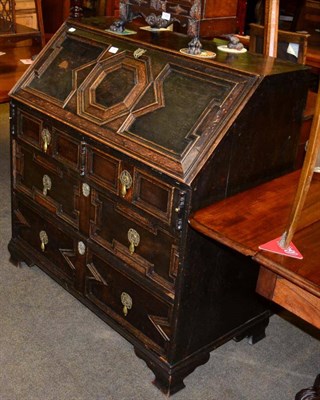 Lot 1282 - An 18th century oak bureau, circa 1730, keys present (in jewellery cabinet)