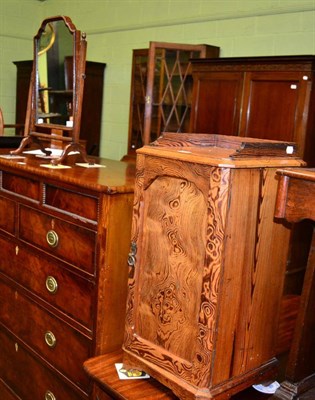 Lot 1291 - A pine bedside pot cupboard; and a swing dressing table mirror (2)