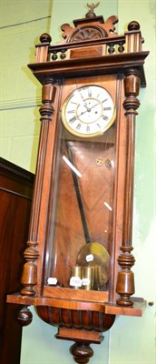 Lot 1302 - A double weight driven Vienna type wall clock, dial maker's mark GB for Gustav Becker