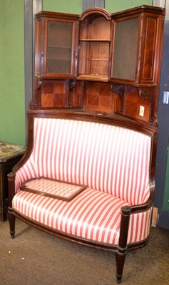 Lot 1312 - A continental mahogany corner seat with superstructure