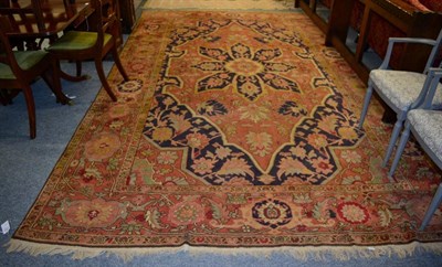 Lot 1328 - Heriz Design Carpet, probably West Europe, the soft terracotta field of angular vines centred...