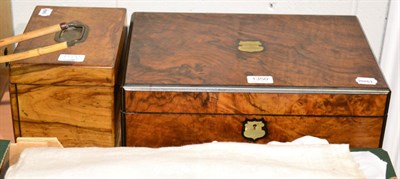 Lot 1350 - A Victorian rosewood sewing box and a Victorian olive wood jewellery box (2)