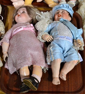 Lot 1356 - Simon & Halbig 121 bisque socket head character doll, with sleeping brown eyes, open mouth, on...