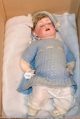 Lot 1392 - Schoenau & Hofmeister 'Hanna' bisque socket head doll, with sleeping brown eyes, open mouth,...