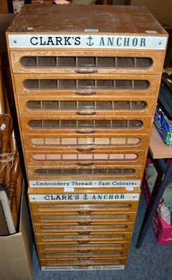 Lot 1419 - Two Clarkes Anchor oak haberdashery cabinets (2)