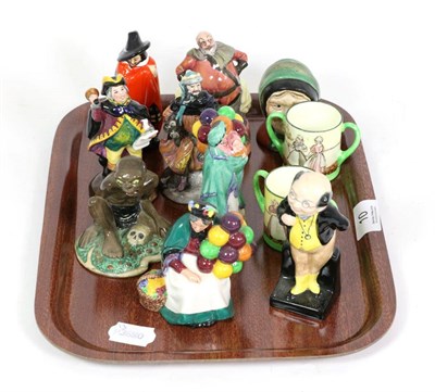 Lot 10 - Six miniature Royal Doulton figures, The Balloon Seller, HN2130, Good Kind Wenceslas, HN3262,...
