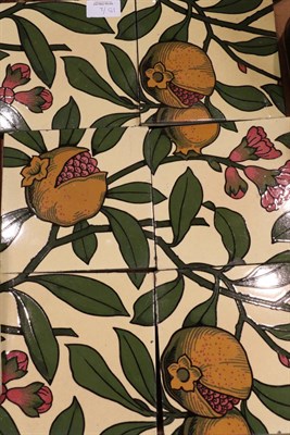 Lot 15 - A Minton pomegranate pattern eight tile panel together with five other tiles