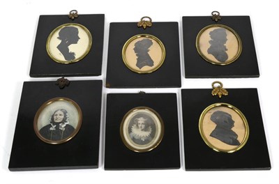 Lot 31 - Three 19th century silhouettes; another example dated 1937, in a 19th century frame; and two...