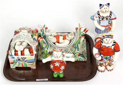 Lot 34 - Group of Villeroy & Boch novelty ceramic cat figures, including a box and cover