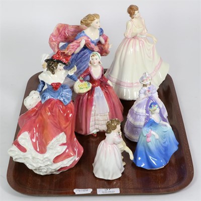 Lot 37 - Group of Royal Doulton figures together with Coalport and Royal Worcester examples (13) (two trays)