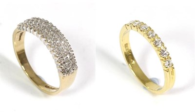 Lot 45 - An 18 carat gold diamond half hoop ring, seven round brilliant cut diamonds in claw settings,...
