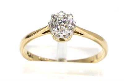 Lot 82 - An old cut solitaire diamond ring, in a claw setting, to knife edge shoulders, estimated...